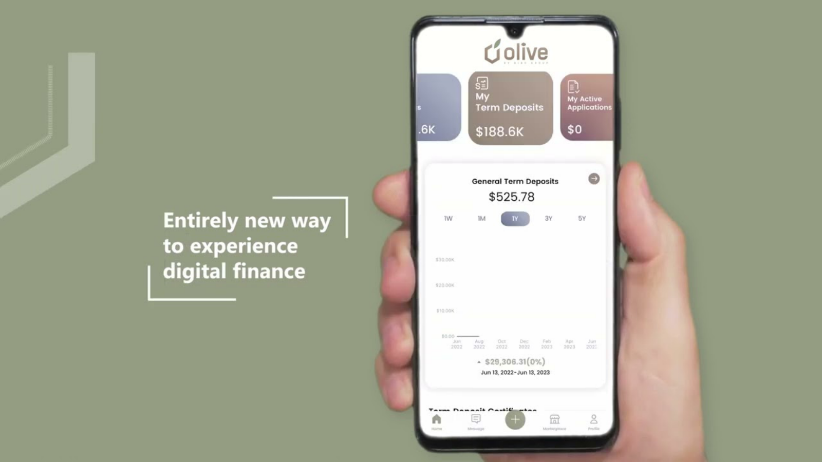 Olive Open terms deposits in minutes